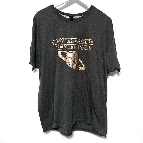 Volleyball May the strike Be with you graphic gray short sleeve Tshirt XL - Picture 1 of 5